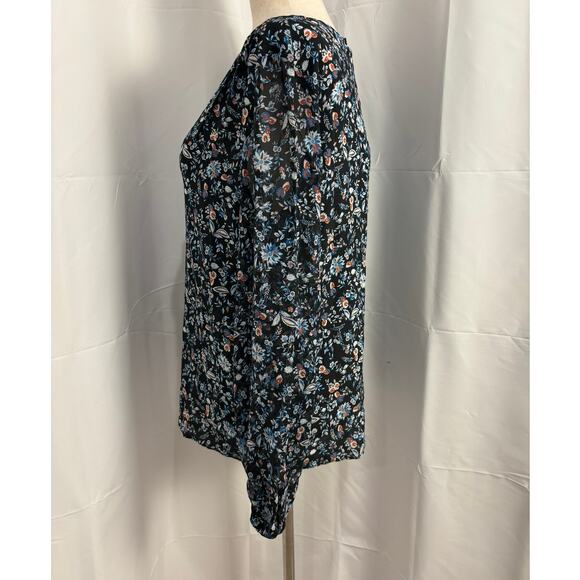 NWT Club Monaco Silk Button Floral Detail Blouse - M - Picture 3 of 6